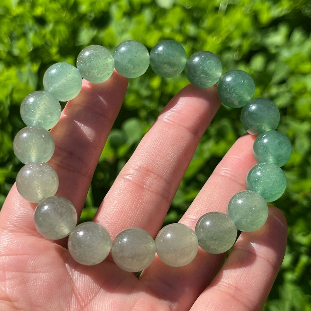 12mm gradient green strawberry quartz bracelet‎